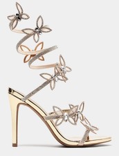 Gold Rhinestone Butterfly Heels