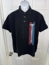 Men's polo collared shirt Ford Mustang stripe shirt Mustang golf shirt XL   Q