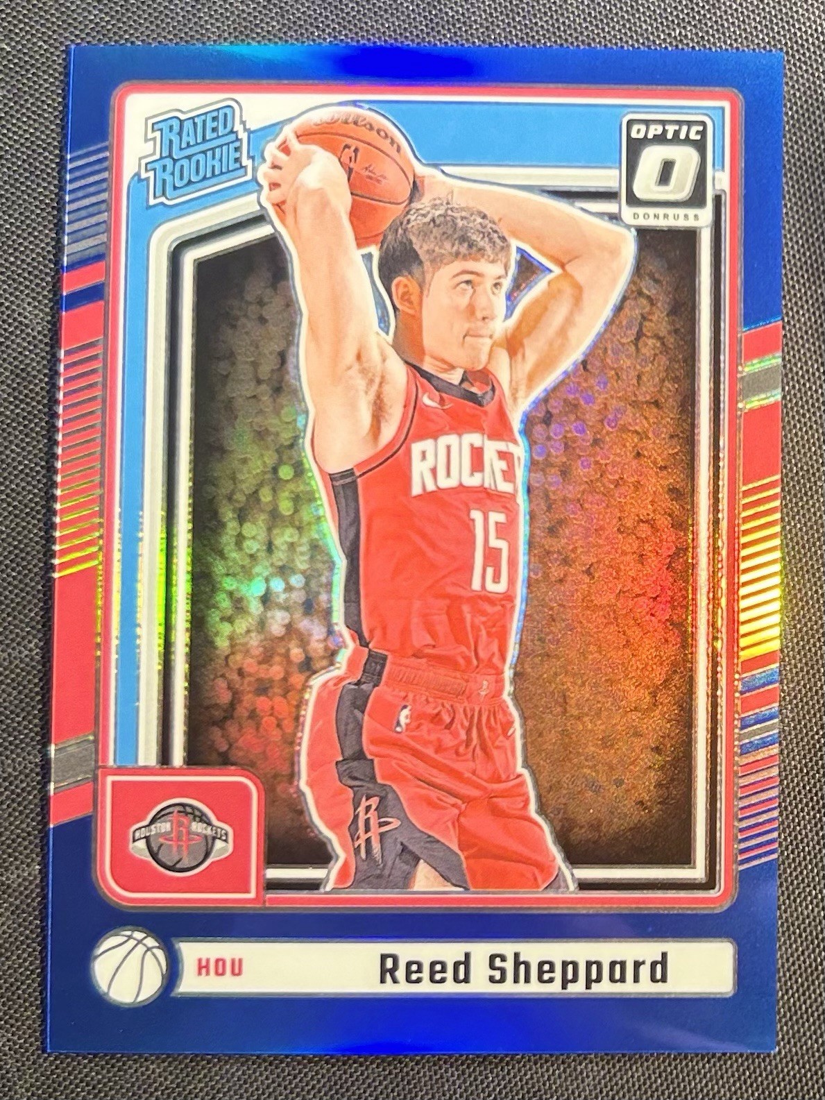 2024-25 Donruss Optic Reed Sheppard #202 Rated Rookie Preview Blue Prizm RC /49
