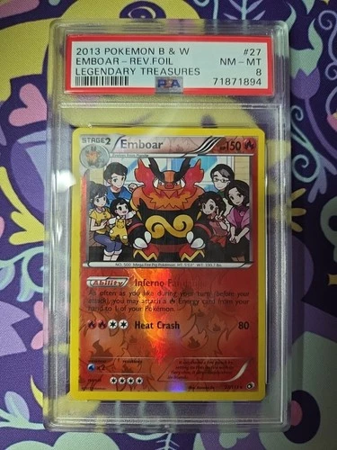 Pokémon TCG Black & White Legendary Treasures Reverse Holo Emboar 27 PSA 8 POP 2