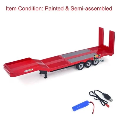 US STOCK 3 Axle Plastic Semi Trailer Flatbed 1502 for 1/18 HUINA Tractor Truck - Image 1 of 4