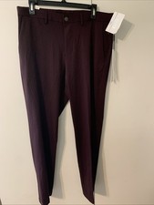  95 Calvin Klein Men's Burgundy Slim Tech Performance Dress Pants Size 34 Db8