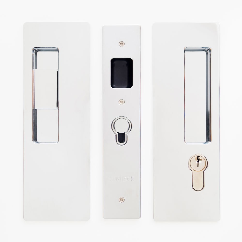 Cavilock CL400C Chrome Magnetic Keyed Pocket Door Lock Left Handed