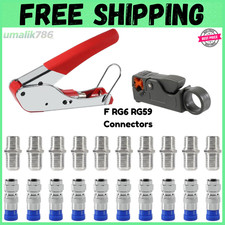 Coax Cable Crimper Coaxial Compression Tool Kit Wire Stripper with F RG6 RG59