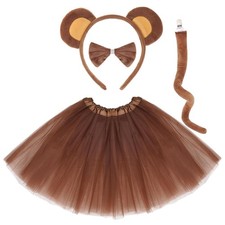 Kids Monkey Costume Set - 11.8" Monkey Ears Tail Bowtie Tutu Accessory