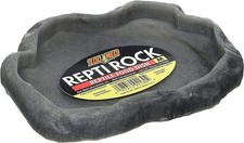 Zoo Med Reptile Rock Food Dish, Medium, 7.25"l x 6"w x 0.75"h, Colors - black