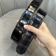 No Jointed - Genuine Croc Belly Skin Leather Belt , 1-1/2 Dress Belt for men