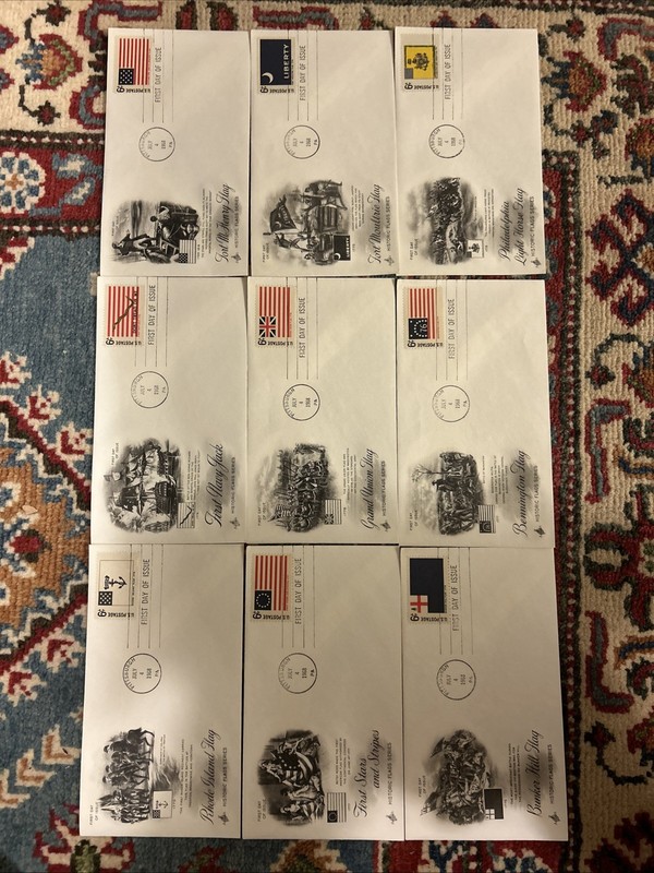 (9) Historic Flag Series FDCS July 4, 1968