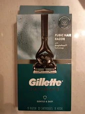Gillette Intimate Gentle & Easy Men's Pubic Hair Razor with 2 Cartridges New