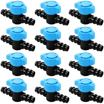 12 Pack Drip Irrigation 1/2 Inch Barbed Shut Off Valve, Drip Line 1/2'' In-Lin...
