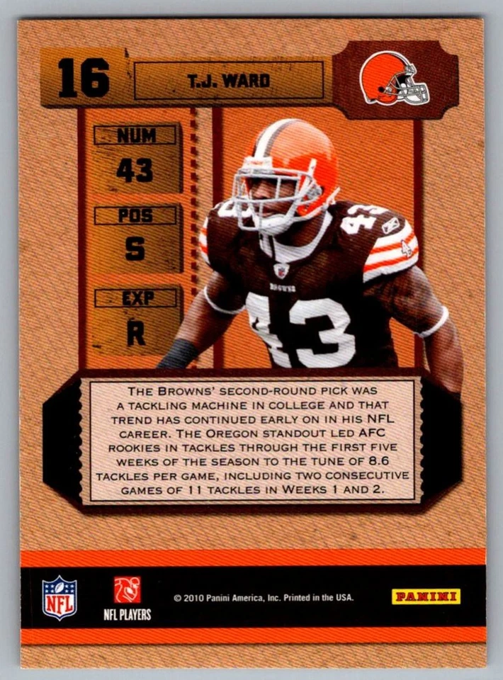 2010 Playoff Contenders ROY T.J. Ward Cleveland Browns #16 - Image 2 of 2