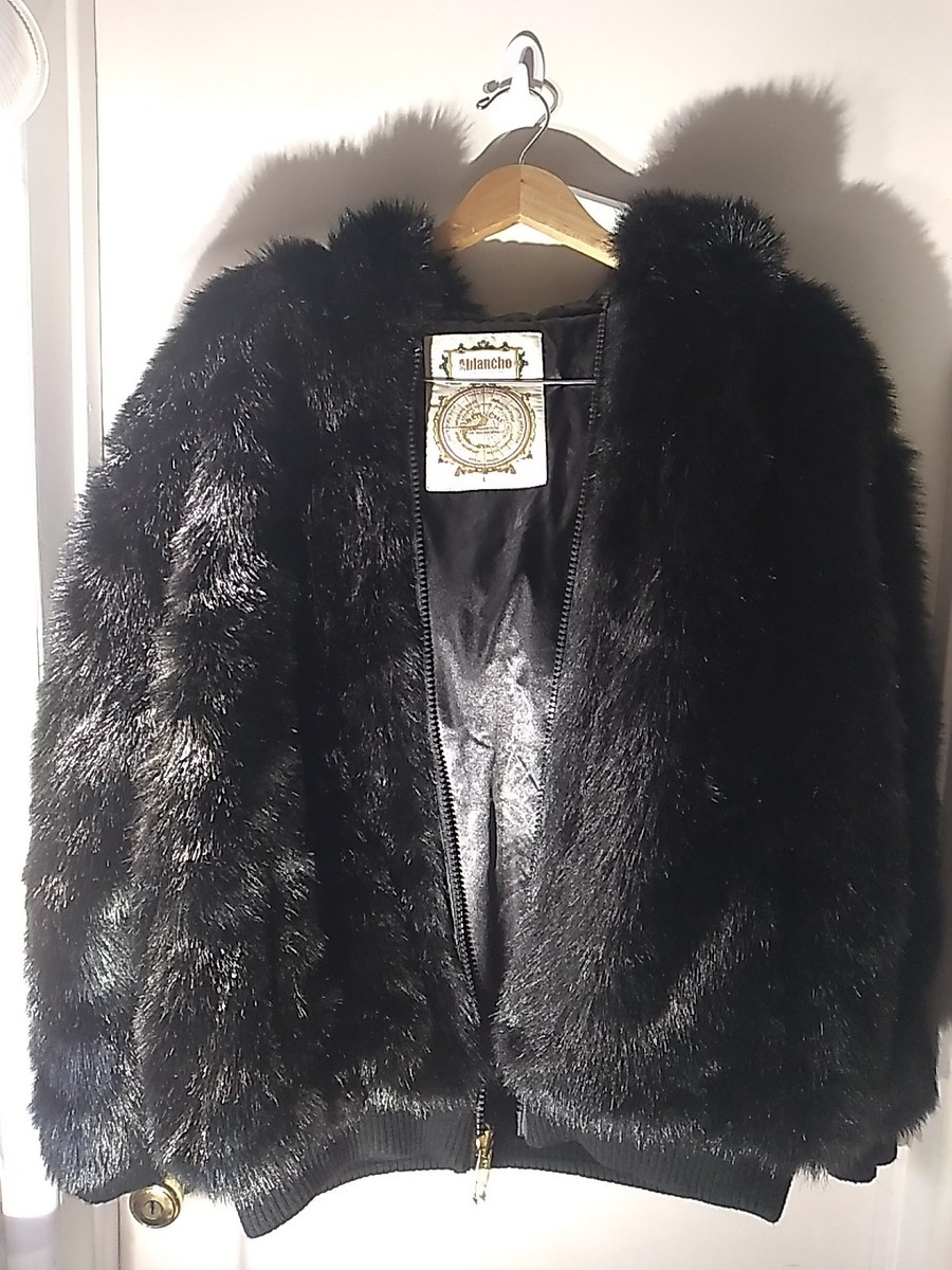 Fitter Hooded Men's Faux Fur Reversible Jacket Size L