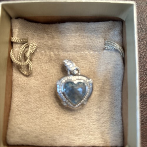 Judith Ripka Sterling Gemstone Double Side Heart Enhancer. Blue Topaz. - Picture 2 of 4