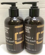 Every Man Jack Beard & Face Wash, Sandalwood, 6.7oz, 2 Pack
