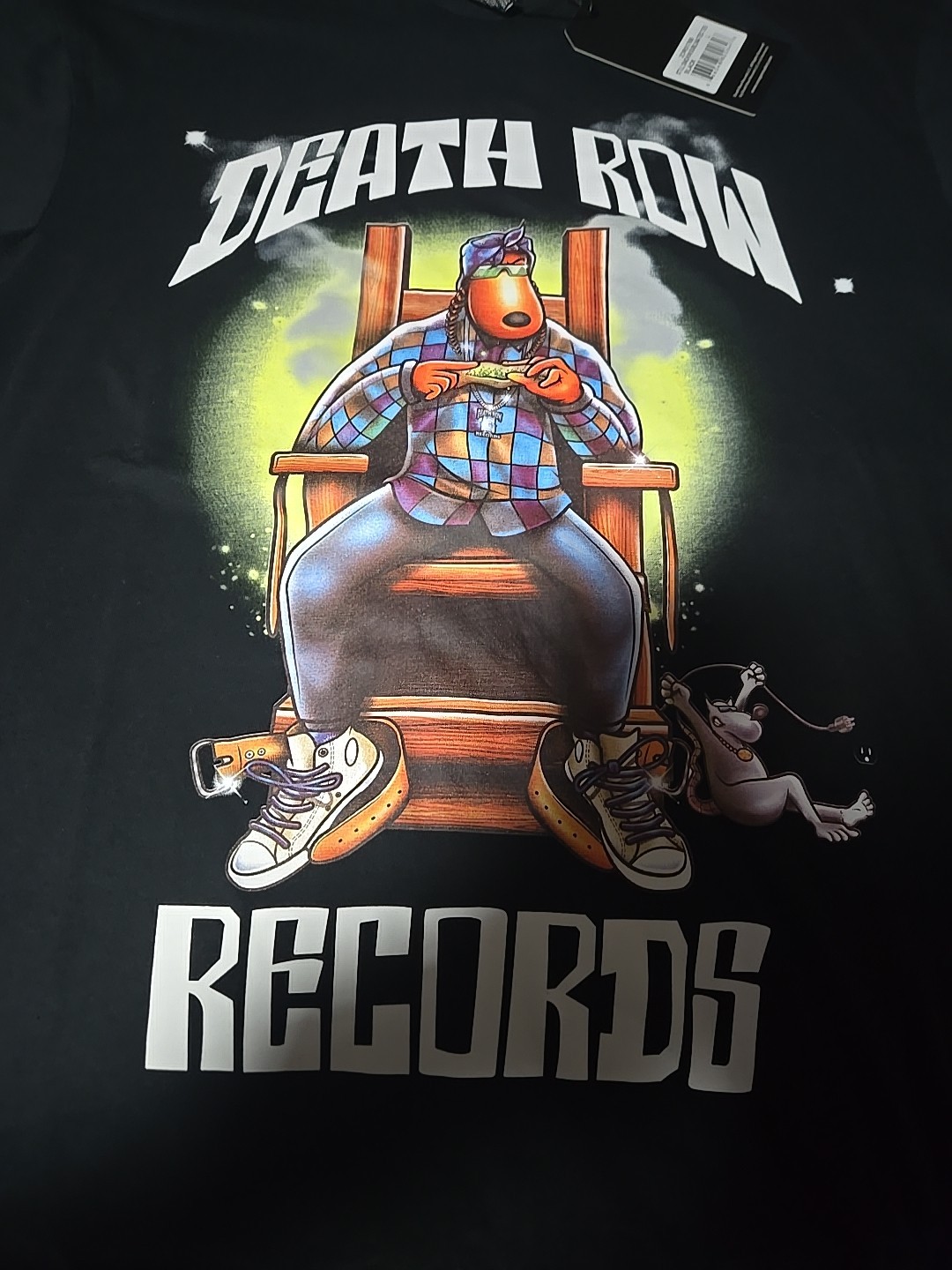 FILA Maglietta Death Row Records Snoop Dogg Sedia Elettrica Manica Corta Nera Taglia Large