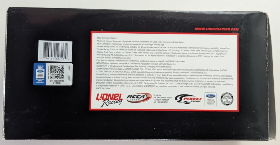 Brad Keselowski Firmado 2017 Fusion Wurth Lionel Racing 1:24 NASCAR Die-cast/505 Foto 3 de 4