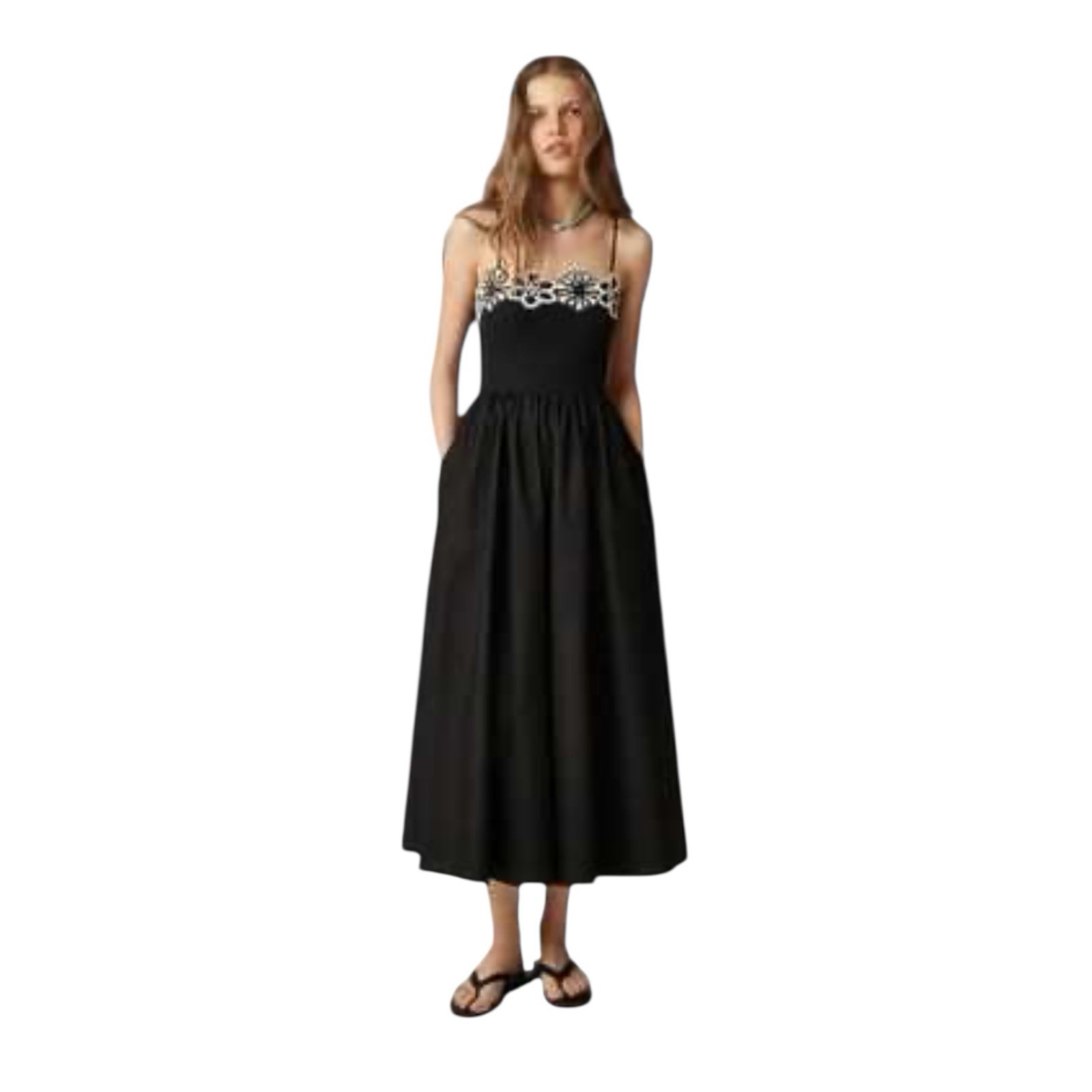 J Crew Black Crochet Mixy Dress Sleeveless Square Neck Womens Size M