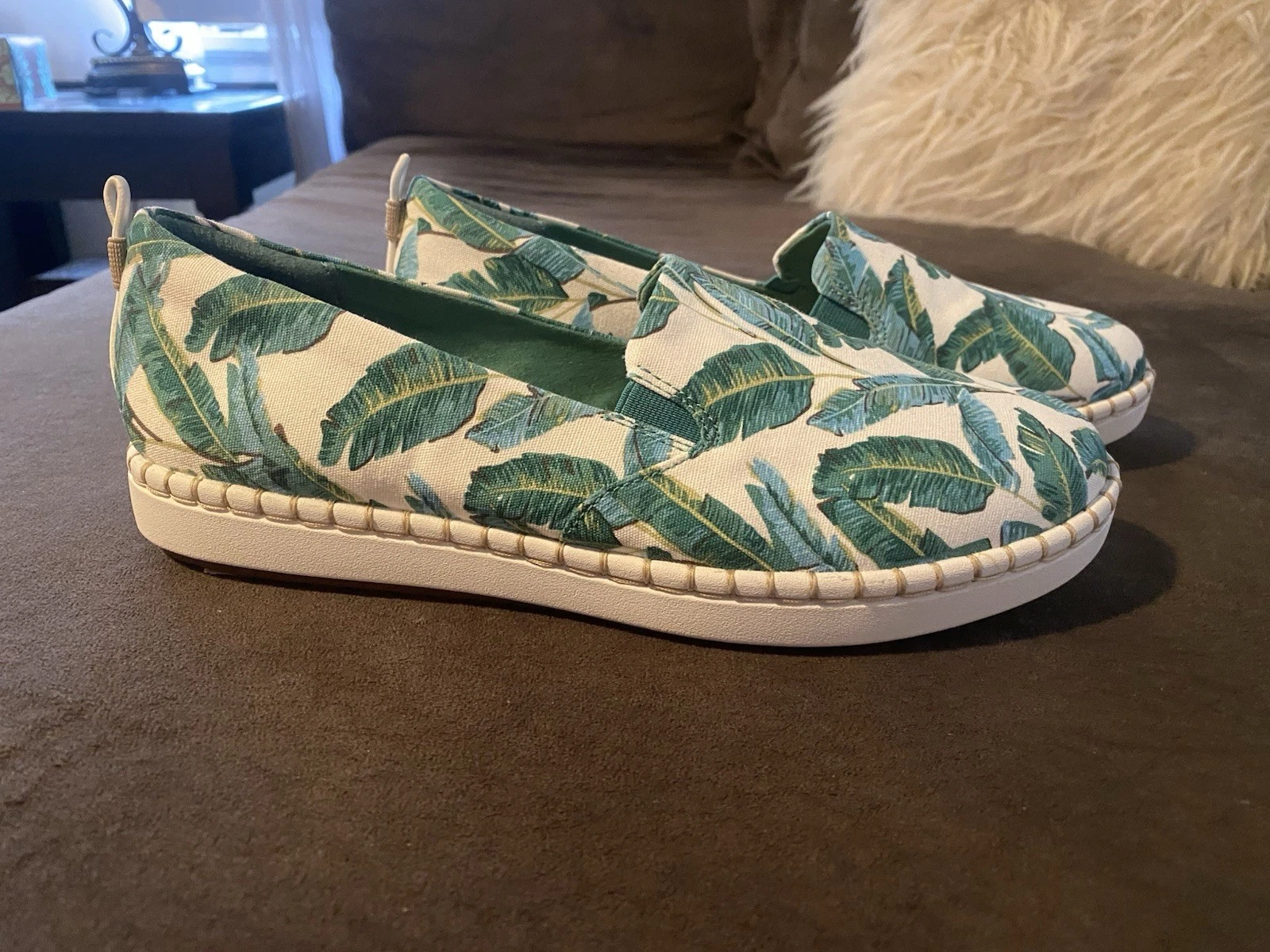 Scarpe slip on Clarks Cloud Steppers morbide ammortizzate giada foglia di palma taglia 8 5. Mocassini