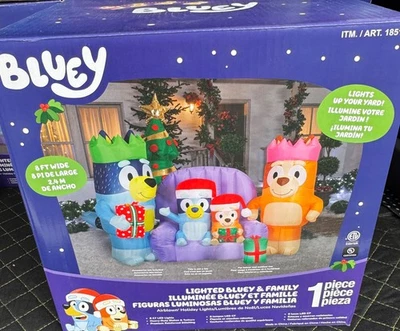 Brand New Gemmy 6.6’ Bluey Family 8 LED Lights Christmas Inflatable
