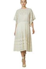 Zimmermann Eyelet Dress | Midi, Cream, Embroidery, Silk / Cotton, Kimono Size 1
