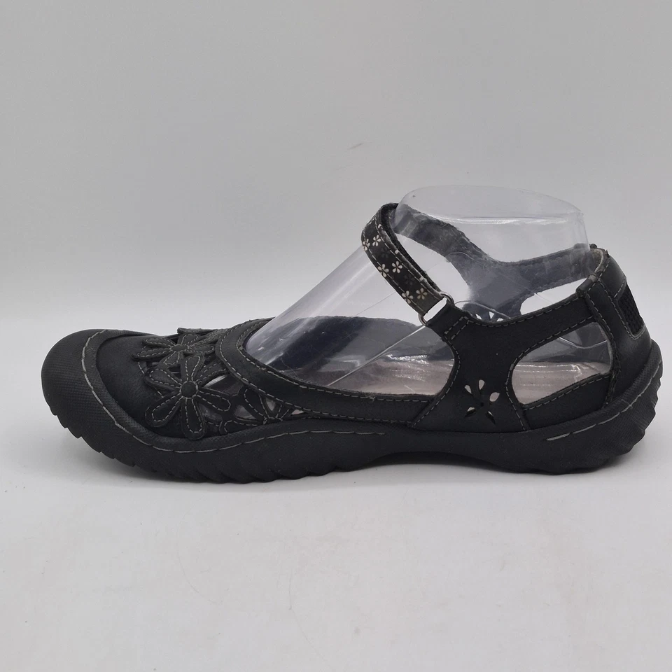 Zapatos planos cómodos JBU by Jambu Mary Jane para mujer talla 6 negros recortes florales Foto 4 de 4