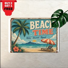 Summer Surfing Beach Room Sign Metal Tin Sign Coastal Ocean Decor Plaque