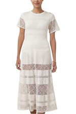 Zimmermann Ottie Crochet Dress |Ivory/White, Sheer, Short Sleeve, Swimsuit Cover