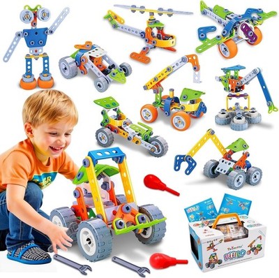 Kreatives Konstruktionsspielzeug für Kinder 3-7 Jahre, STEM Bausatz Blau