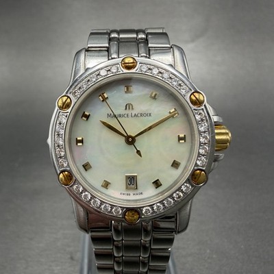 Maurice Lacroix Tiago Watch Women 30mm MOP Dial Two Tone Date Diamond New Batt