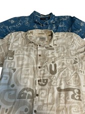 Quicksilver Waterman Lot Of 2 Short Sleeve Button-up Shirts Men M Blue  Tan
