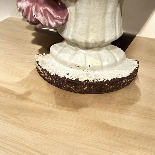 Vintage Small Cast Iron Doorstop /Bookend Basket of Pastel Flowers 5" Avon - Picture 4 of 11