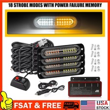 4x Led White Amber Emergency Suv Pickup Strobe Flash Light Warning Grill Front B