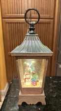 Musical Lighted Snowman Christmas Lantern with Swirling Glitter Water Globe