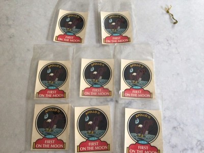 8 VINTAGE APOLLO 11 FIRST ON THE MOON UNUSED DECALS