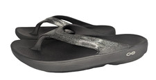 Oofos Oolala Luxe Sandals Slip On Comfort Silver Glitter Sparkle Women  s Size 9