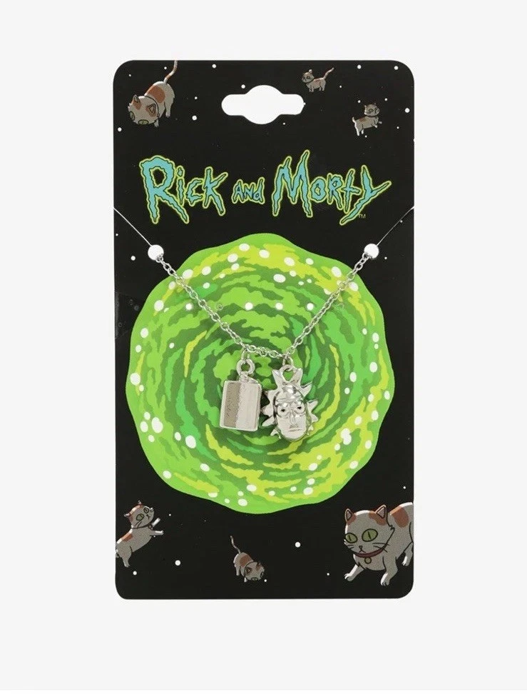 Collier breloque Rick et Morty Rick tête et flacon 2017 bijou cadeau adulte natation