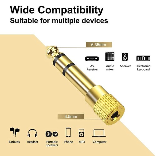 10X TRS Stereo Audio Headphone Adapter 6.35mm 1/4" Male to 3.5mm 1/8" Female - Picture 5 of 12
