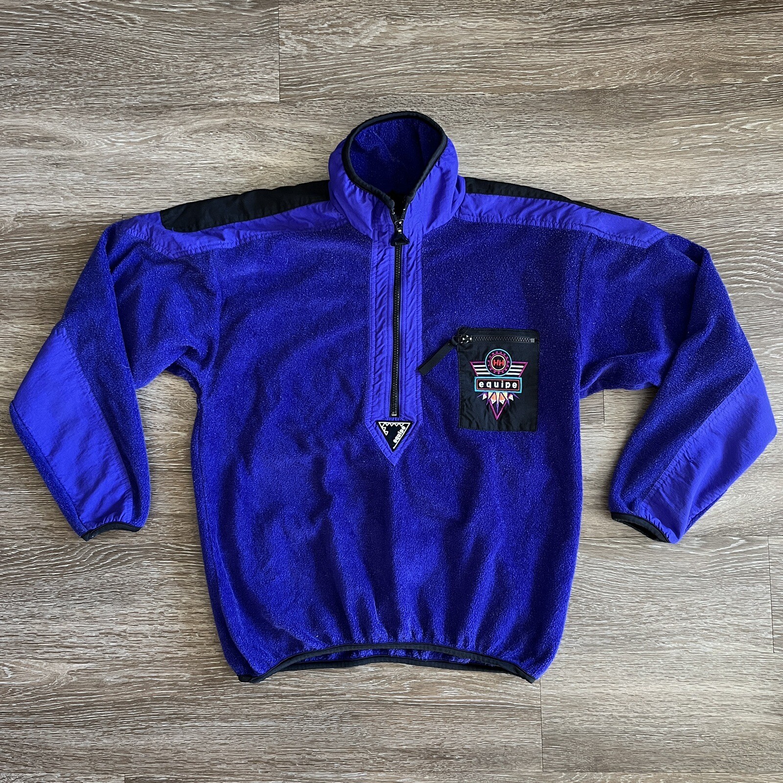 Helly Hansen fleece jacket, made in the USA, men's size M equivalent, vintage. polyester black type Vintage Second Hand