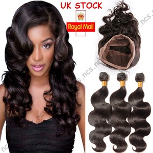 360 Lace Closure With Baby Hair 3 Bundles 9a Virgin Human Hair
