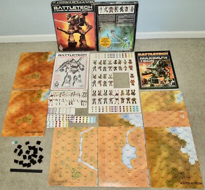 1985 FASA Battletech Game, PP and Maximum Tech Adv Rules & 6 Full Color Hex Maps