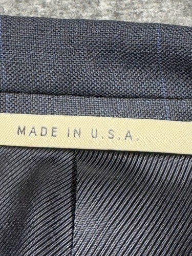 Burberry London Blazer Mens 40R Navy Blue Check 2 Button Notch Lapel Jacket - Picture 6 of 16