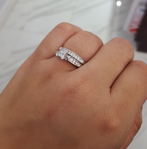10k White Gold Diamond Wedding Engagement Band Ladies Quad Princess Ring Round - 第 7/12 張圖片