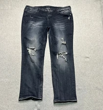 Vigoss Jeans Thompson Tomboy Womens Plus Size 33 Distressed Dark Wash Stretch