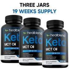 Keto MCT Oil Capsules 2000mg - Natural Ketogenic Fat Burner Ketosis Exogenous 90