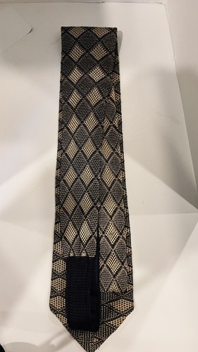 Taylor Richards & Conger Grey, Beige, Black Silk Knit Neck Tie, Necktie - Picture 4 of 12