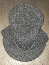 womens DARK GRAY SOLID KNIT WINTER HAT hard brim front ONE SIZE FITS MOST clean 