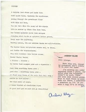 1977  Signed typed poem from Andrew Glaze - Western