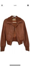 Women’s Vintage Gil Bret Tan / Burnt Orange Leather Jacket Size 8 Xs / Small