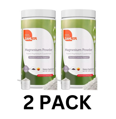 2 Pack Zahler Magnesium Powder, Raspberry-Lemon Flavor 8.5 oz - SEE DESCRIPTION