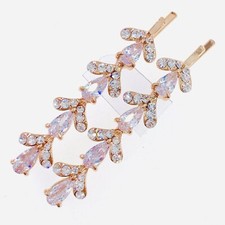 Simple Bobby Pin Hair Clip use Swarovski Crystal Hairpin Wedding Elegant GOLD 4
